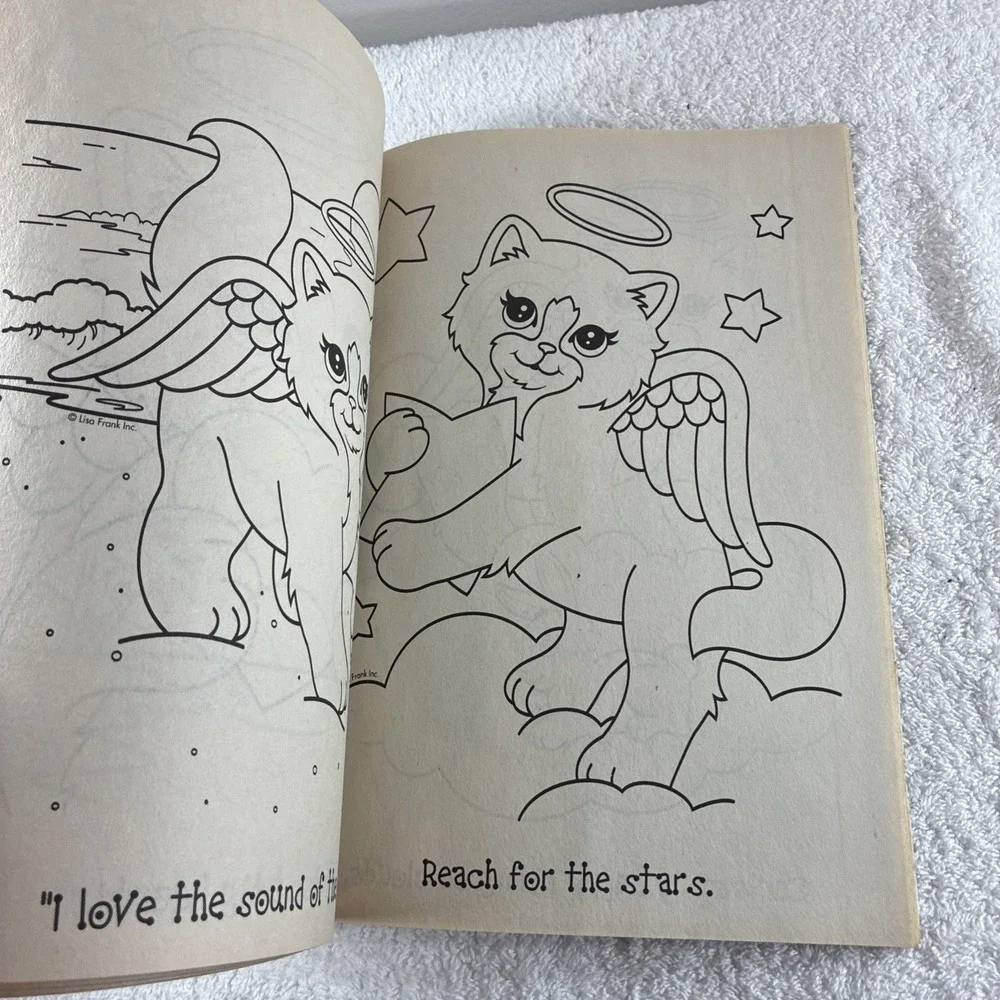 Vintage Lisa Frank Chrissy the Angel Kitty Coloring Book Bright Colorful